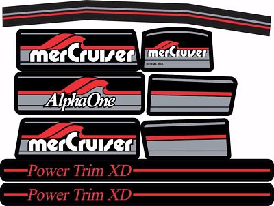 FITS MERCRUISER COMPLETE RED ALPHA ONE GEN 1 GRAY RAMS STICKER SET 37-13682A90-image