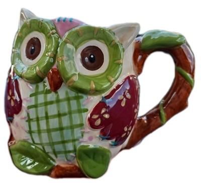Pier1 Imports Olli The Owl Large 3D Hand-Painted Mug 16 oz Coffee Mug -image