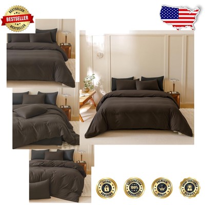 Elegant Dark Brown Twin Size Comforter Set with Pillowcases - Cozy Comfort-image