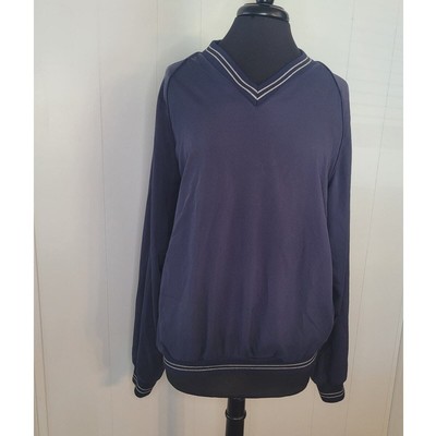 VTG USA Sunderland of Scotland Golf Wind Classic Pullover M Navy Poly V Neck -image