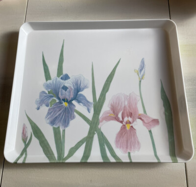 1980’s DESIGN IMPORTS Melamine IRIS Square Serving Tray Platter Made In Italy-image