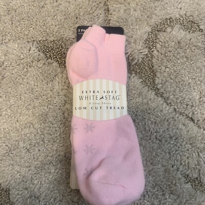 NEW White Stag Cozy Socks Womens 2 Pink Comfy Low Cut-image