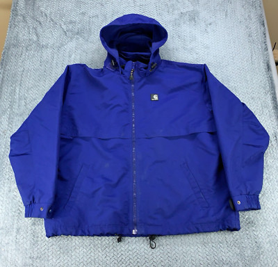 Carhartt Jacket Men's XL Blue Vented Rain Defender Wind Shield Hooded J104 COB-image