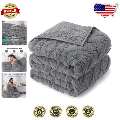 Ultra-Soft 15 lbs Sherpa Weighted Blanket for Adults | Cozy -Round Warmth-image