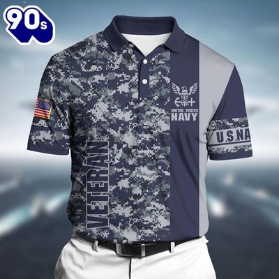 Veteran Polo Shirt Premium Unique Us Navy Veteran Polo All Over Printed Shirt Po-image