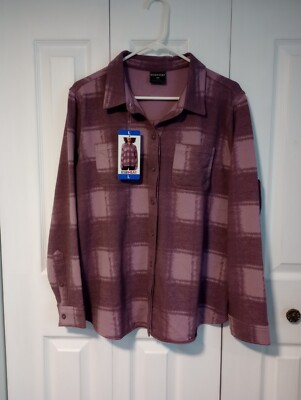 32 Degrees Heat Women's Cozy Knit Button-Up Shirt, Purple, Size L-image