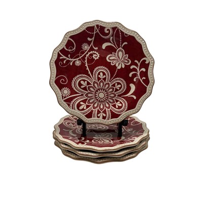 Pier 1 Maribeth Salad Plates Set of 4 Rustic Floral Design-image