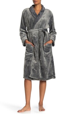 P.J. Salvage Luxe Grey Cozy Plush Robe L105610 Size Medium-image