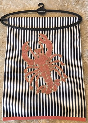 PIER 1 COASTAL BEACH NAUTICAL BLUE SEA LOBSTER BEADED TABLE RUNNER 13