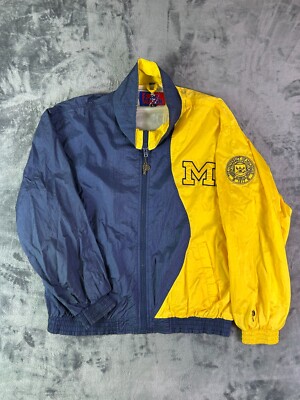 Vintage 90s University Of Michigan Color Block Wind Breaker Pro Player Jacket XL-image