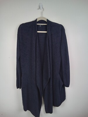 Barefoot Dreams Cardigan Sweater CozyChic Lite S/M Navy Blue Marled Waterfall-image
