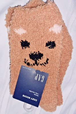 Gap Womens Socks Cozy Bear Design Brown One Size-image