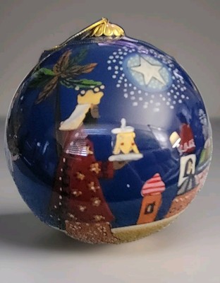 Pier 1 Import Wise Men Village Christmas Ornament Inside Painting 2014   4 In.-image