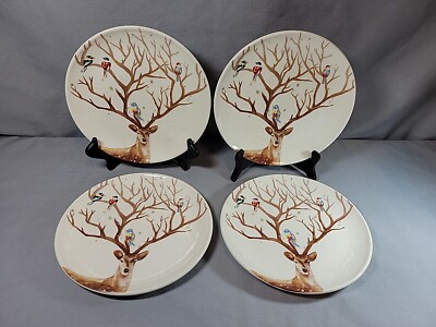 Pier 1 Imports Alexander the Deer Salad Luncheon Plates 8.75” Set Of 4-image