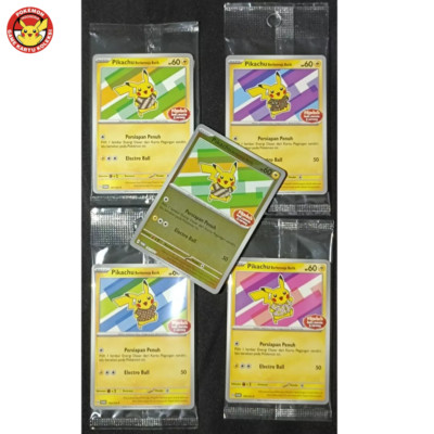 Lot 5 Pikachu Batik Complete Set Holo 101 154 155 190 191 SV-P Pokemon Indonesia-image