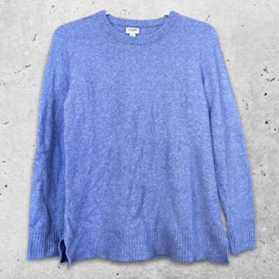 J.Crew Cozy Sweater Crewneck Soft Wool Fabric Lightweight Split Hem Purple W S-image