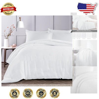 Elegant Oversized King Seersucker Comforter Set 98x120 - Machine Washable & Cozy-image