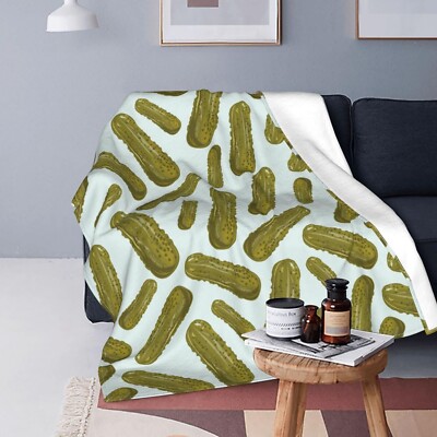 Pickle Cucumbers Throw Blanket Soft Bed Blankets Lightweight Cozy Plush Flannel-image