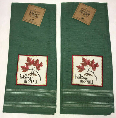 Falling in Fall 2 Kitchen Towels Autumn Leaves New DII 18