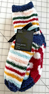 Free Press Legwear Women’s Cozy Socks 2 Pair Striped & Dots Multi-Color OSFM-image