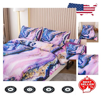 Luxurious Twin Size Tie Dye Quilt Set with Pillowcase - Artful Marbling Design-image