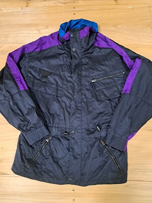 Ossi Skiwear Mens Medium Vintage Black Purple Blue Ski Snow Jacket -image