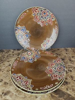 Set Of 3 Global Medallion Pier 1 Imports Dinner Plates 11