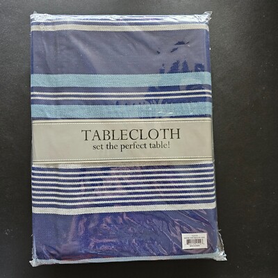 DII Design Imports Maritime Stripe Tablecloth, 60