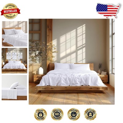 Luxury 100% Cotton Flannel King Sheet Set with Reusable Bag - Cozy Arctic White-image