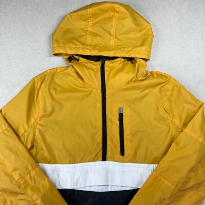 Southpole Windbreaker Jacket Men's M Black Yellow Lightweight Hooded Sport Retro-image