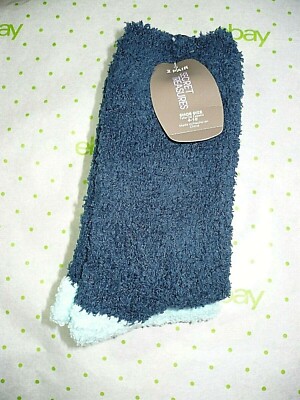 Secret Treasures Women's Cozy Fuzzy Crew Socks 2 Pair Shoe 4-10 Blue & Blue Cove-image