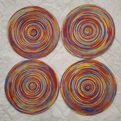 Pier One Imports Round Woven Mesa Napperon Colorful Placemats Set Of 4 Discontin-image
