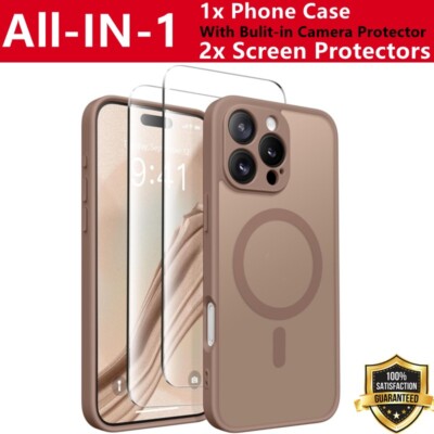 For iPhone 16 15 14 13 12 Pro Max Shockproof Case &Screen Protector & Camera Len-image