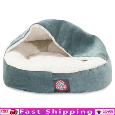 Cozy Canopy Cat Bed Plush Sherpa Soft Faux Suede Nesting Washable Comfort New-image