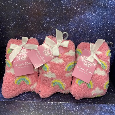 3 X Snuggle Feet Womens Rainbow - Soft Cozy & Warm Fuzzy Socks - Size 5/9-image