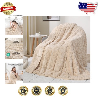 Soft Fleece Weighted Blanket 12lbs, Elegant Sherpa Design, 48x72 for Adults-image
