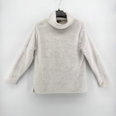 zoë + phoebe Plush Fleece Turtleneck Pullover Sweatshirt Cream Small Cozy & Soft-image