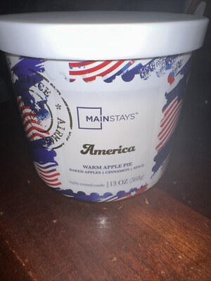 Mainstays America WARM APPLE PIE 13 oz. Highly Fragranced Triple Wick Candle-image