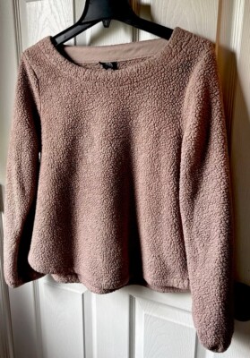 Bobeau Womens Blush Long Sleeve Top S Sherpa Elastic Wrist Sleeve, Soft Cozy-image