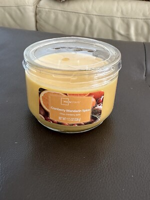Mainstays  Cranberry Mandarin Spice Three Wick 11.5oz Jar Candle Brand New-image