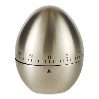 Brushed Chrome Egg Shaped Kitchen Timer 3 Inch from Design Imports NEW-image