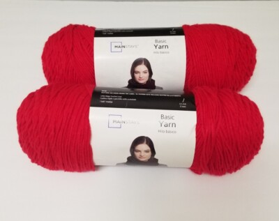 2 Skeins Mainstays Worsted Weight Acrylic Yarn 397yds Each Red 4 Weight NEW-image