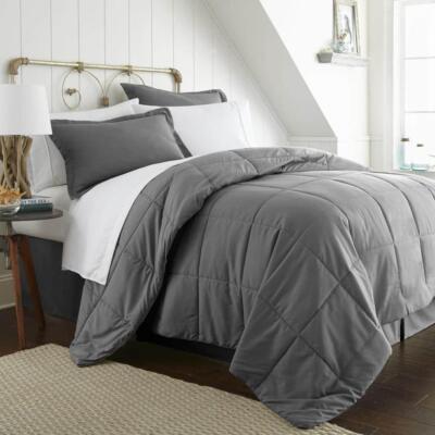 Becky Cameron Bed in a Bag Comforter Set 6-Piece King Size in Solid Gray Color-image