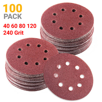 40 60 80 120 240 Grit Sanding Discs 5 inch 8-Hole Hook Loop Orbital Sander Paper-image