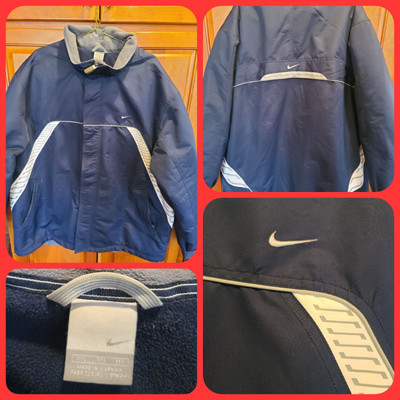 Rare Vtg 90’s Nike Silver Tag Puffer Geometric Design Coaches Jacket Coat 2XL-image