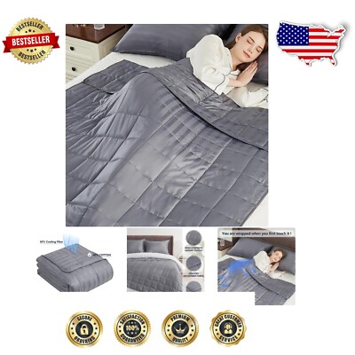 Twin Size Cooling Weighted Blanket 15lbs - Ultra Soft & Machine Washable-image