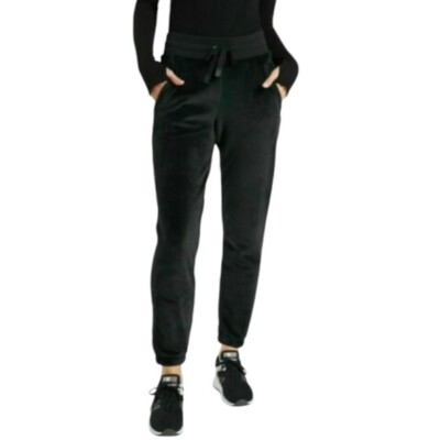 Athleta Women’s Large Double Cozy Karma Velour Recover Jogger Black Athleisure -image