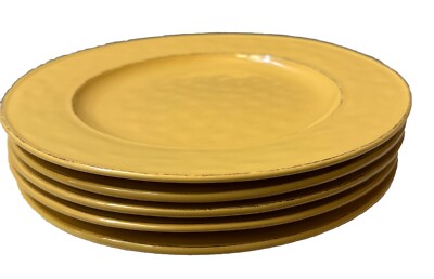 PIER 1  Imports 5 Dinner Plates Martillo Mango Round Yellow 10.5