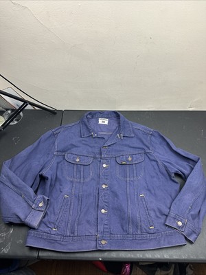 Vintage Lee Jean Jacket Mens XL Blue 90s Denim Trucker USA Dark Wash 12903-image