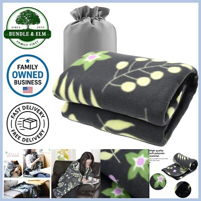 Fleece Throw Blanket 60x40 Cozy Soft Travel Blanket for Car Airplane Train-image